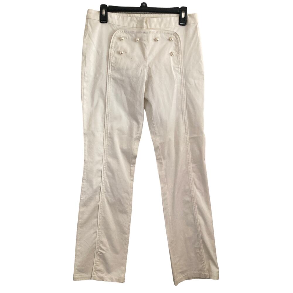 Tufi Duek Pants Womens Size 44 EUR 10US White Pearl Buttons